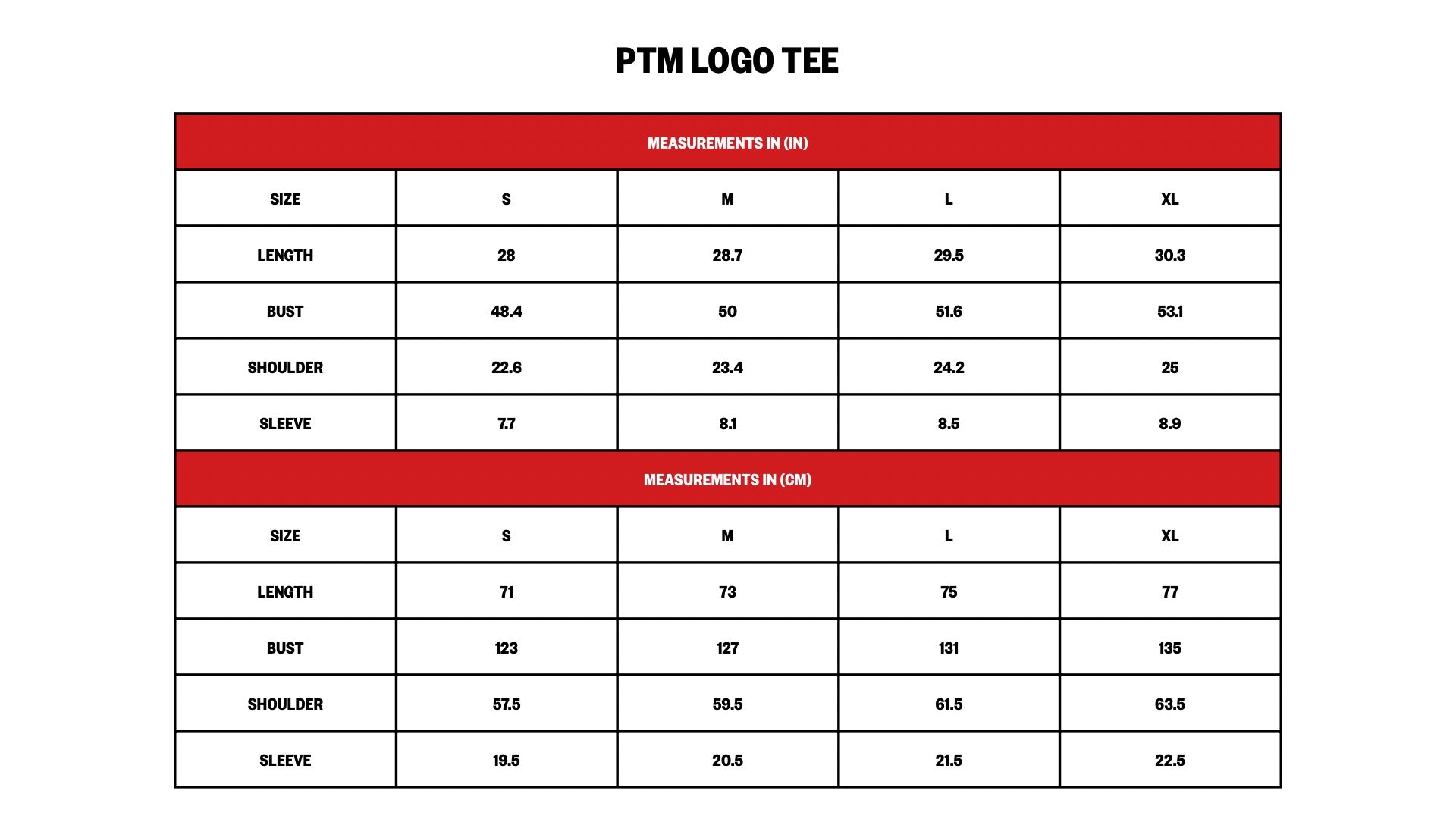 Sizing Chart