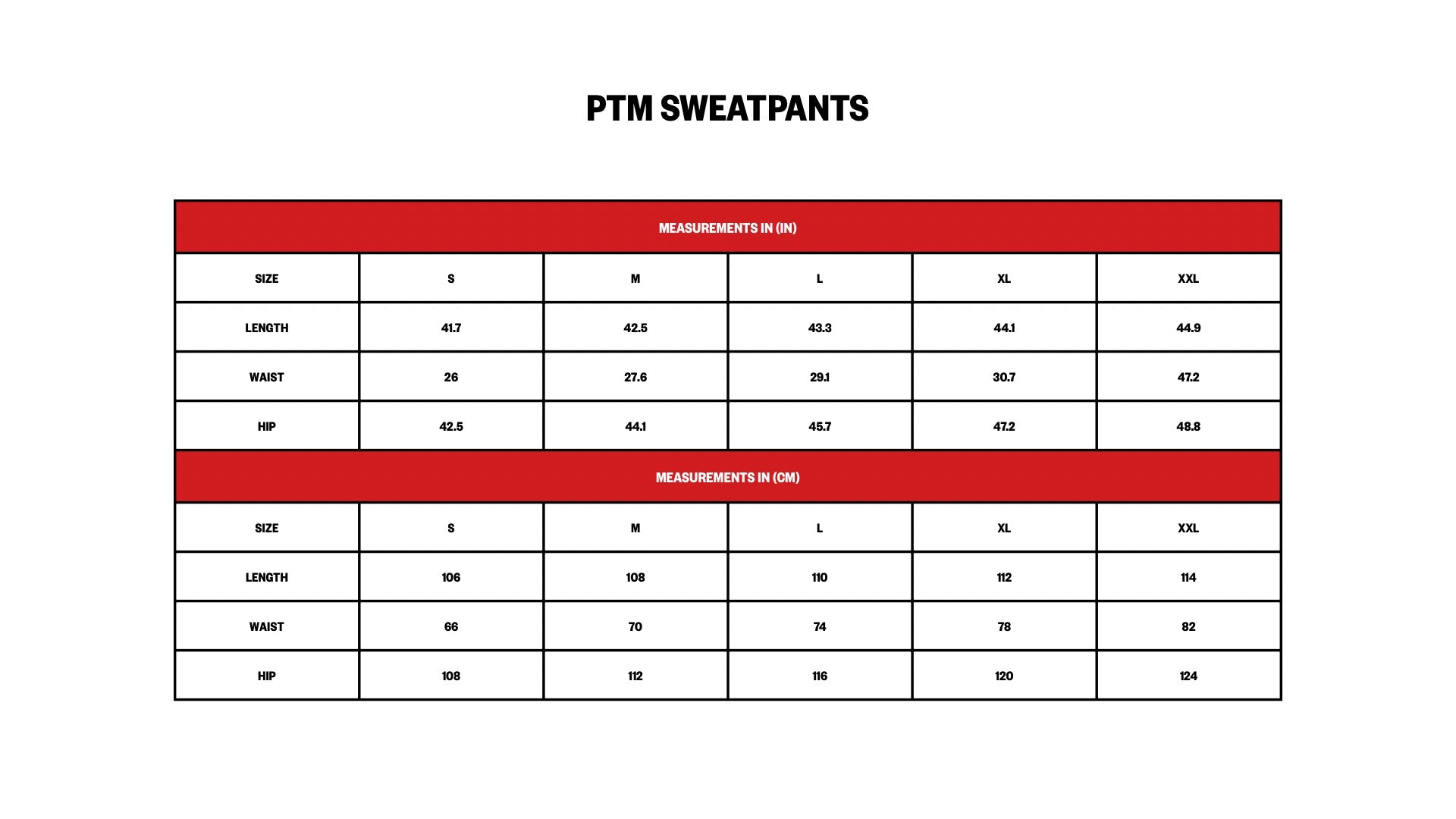 Sizing Chart