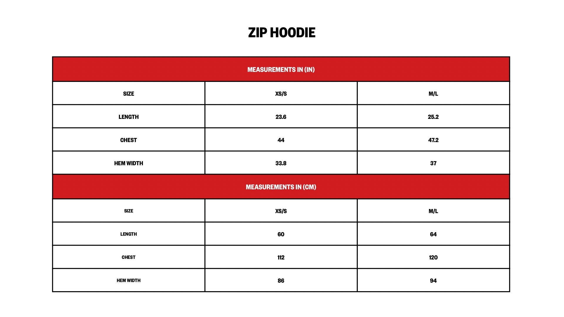 Sizing Chart